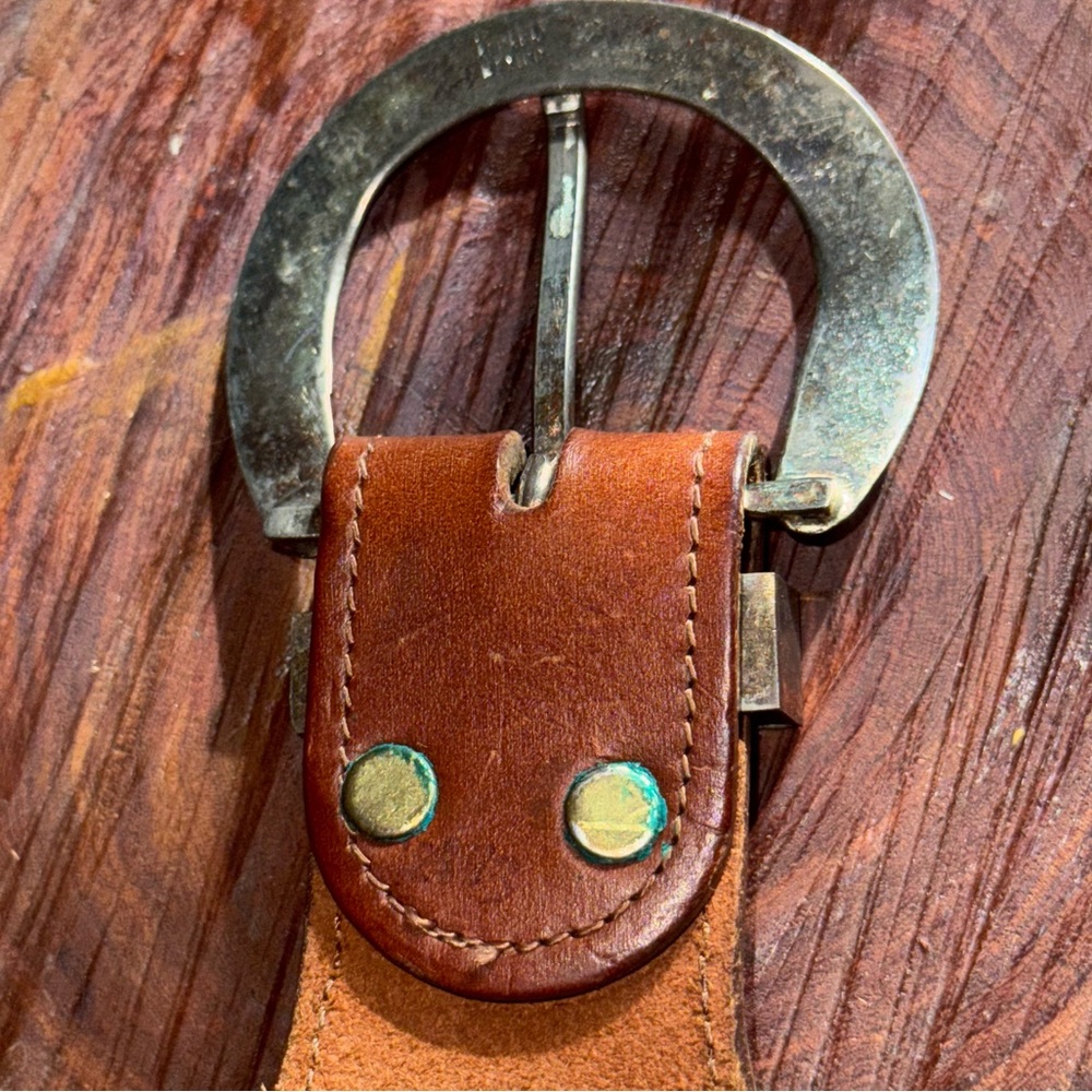Vintage Moroccan Brown Leather Belt with Silver Large Concho Boho Accents 28.5" - Picture 16 of 16